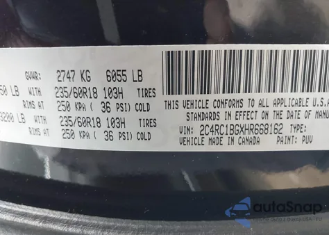 2017 Chrysler Pacifica Touring-L from USA, damaged, VIN 2C4RC1BGXHR668162